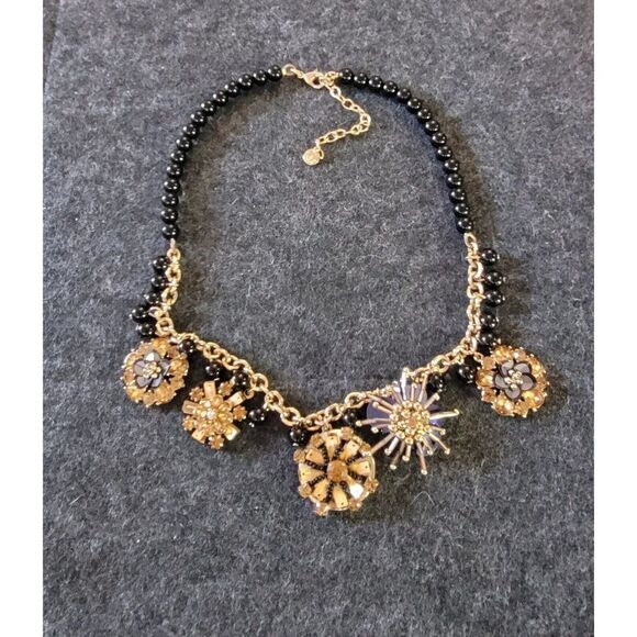 Talbot's Black Gold Floral Pendants Necklace - Picture 2 of 4